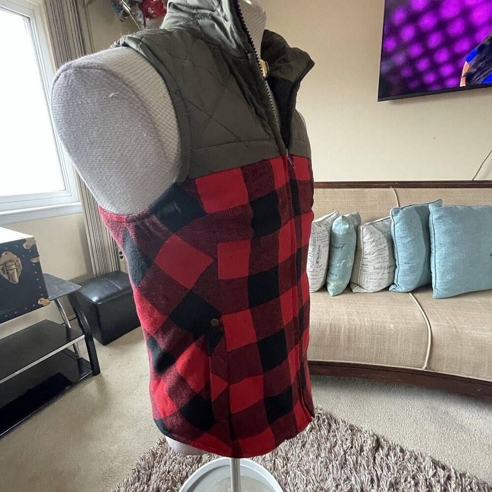 Maurices Women's Buffalo Plaid Puffer Vest Jacket Coat with Pockets Size Small - Picture 4 of 13